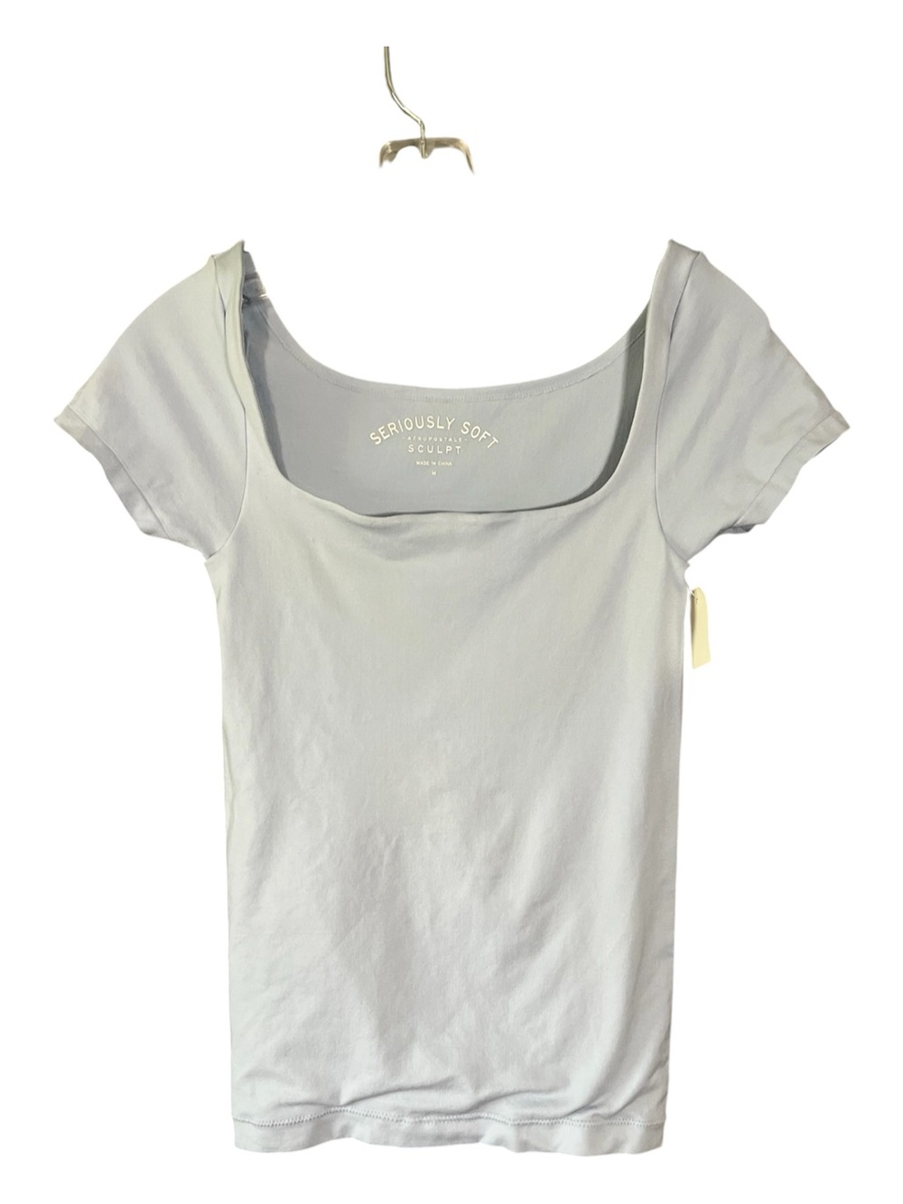 NWT Aeropostale Seriously Soft Sculpt Square Neck Top Light Blue Medium